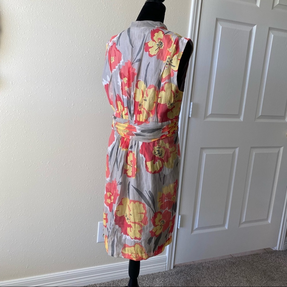 Evan Picone Floral Mini Dress Cap sleeve Button Down belted V Neck Summer Spring - Picture 5 of 15